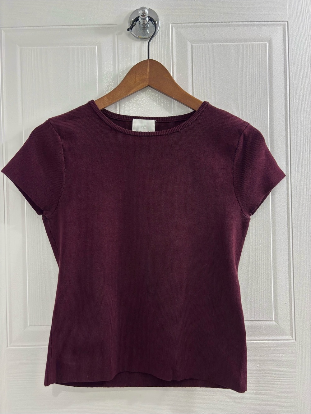 H&M Short Sleeve Knit Tee in Plum Wine